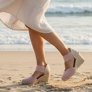 Tommy Bahama Amalia Pink Espadrille Wedge Sandals Womens 7.5M PL240313